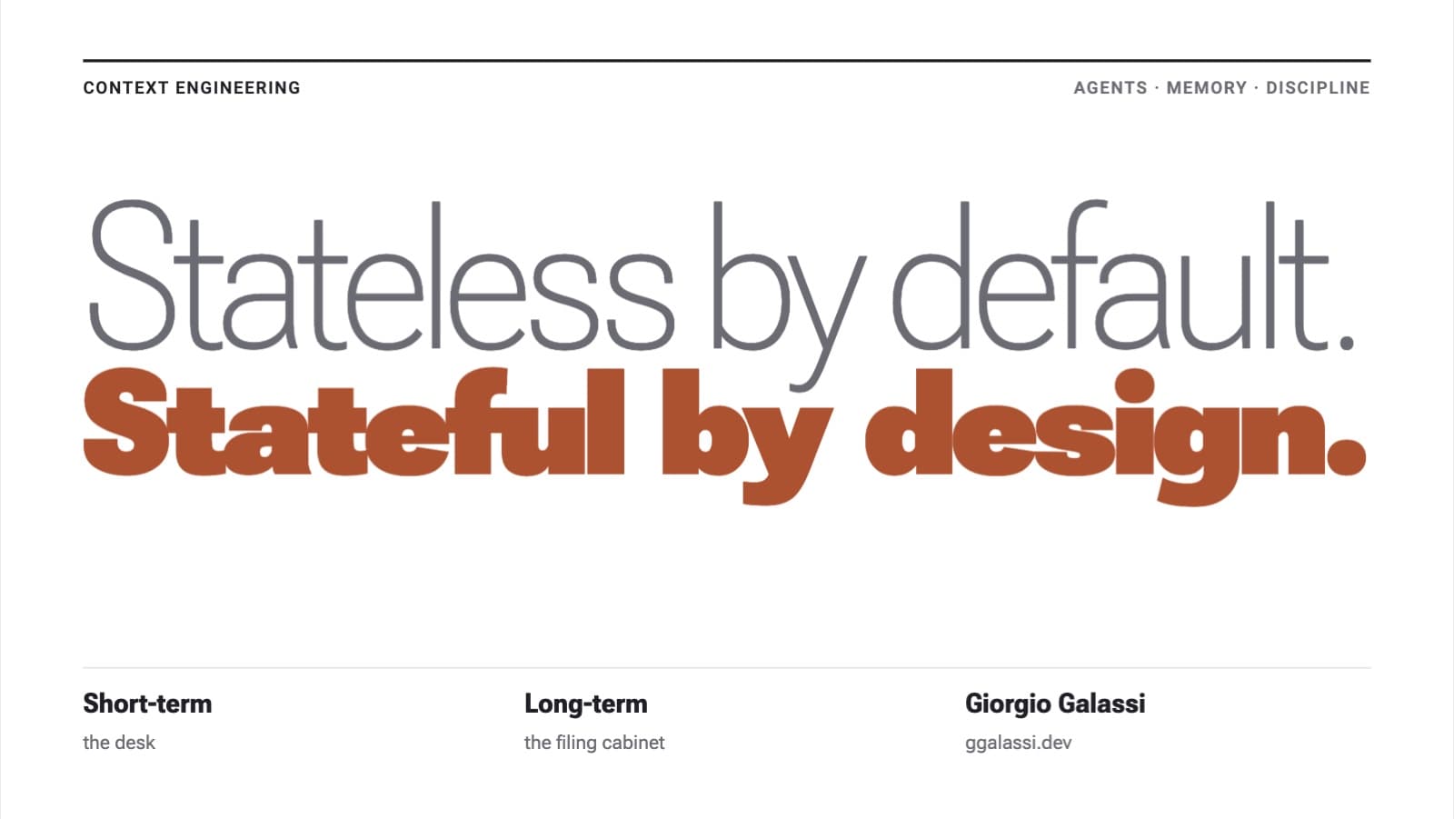 Title slide: "Stateless by default. Stateful by design."